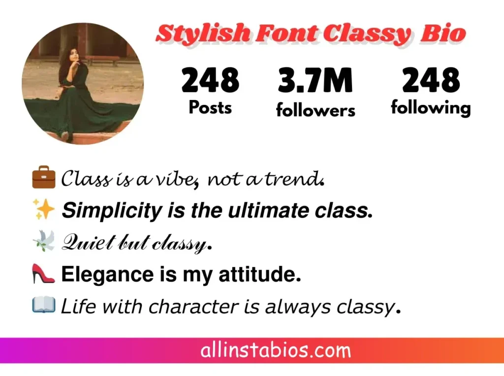 Classy Bio for Instagram with Stylish Font Classy Bio for Instagram with Stylish Font