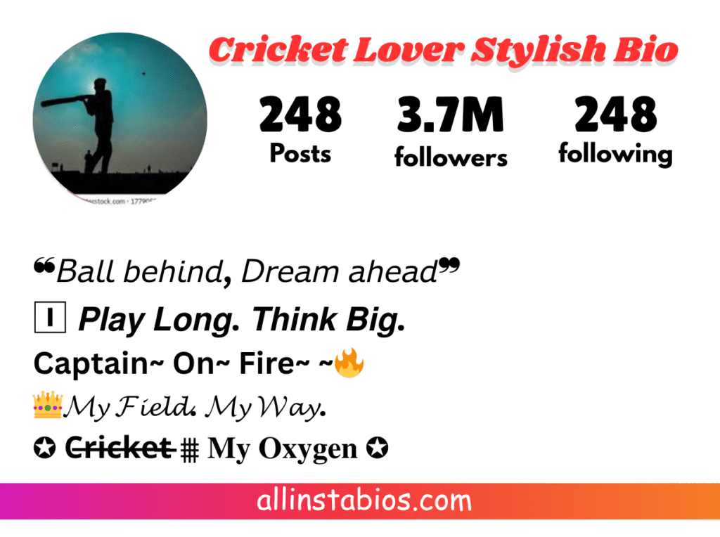 Cricket Lover Stylish Bio for Instagram Cricket Lover Stylish Bio for Instagram