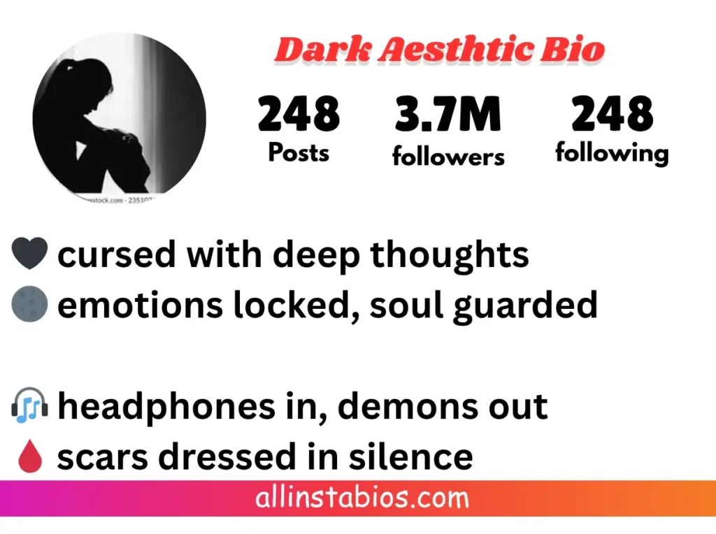 2 Line Bio for Instagram for Girl Dark Aesthetic Bio for Instagram