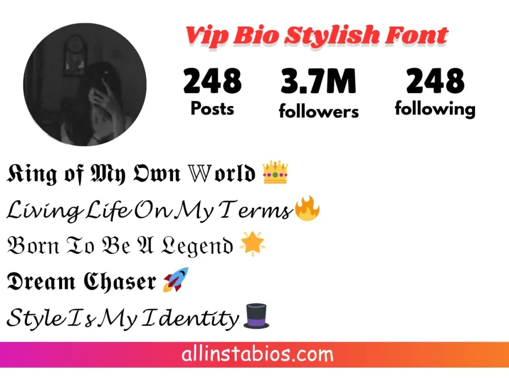 Instagram Vip Bio Stylish Font Instagram Vip Bio Stylish Font