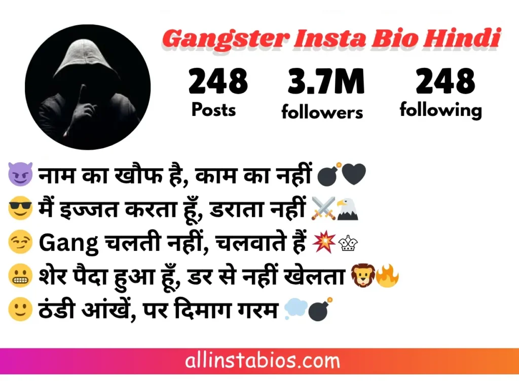 Gangster Instagram Bio Hindi