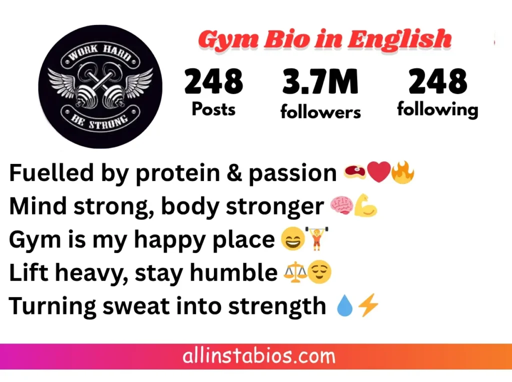 Gym Bio for Instagram in English Gym Bio for Instagram in English