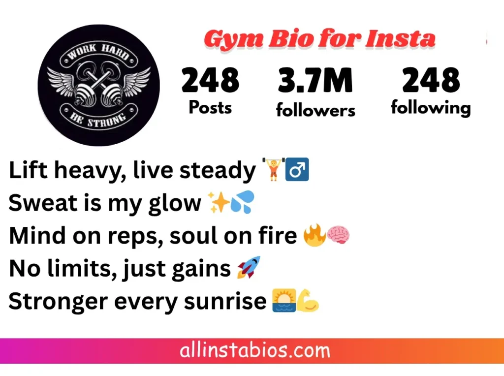 Gym Bio for Instagram with Emoji Gym Bio for Instagram with Emoji