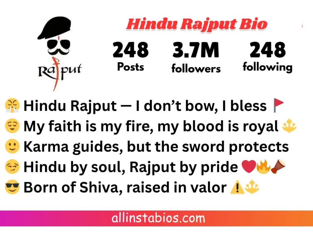 Hindu Rajput Bio for Instagram