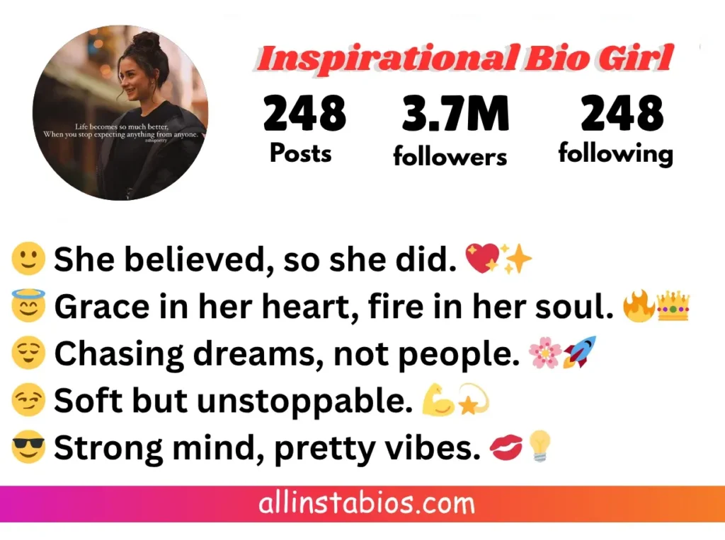 Inspirational Bio for Instagram for Girl