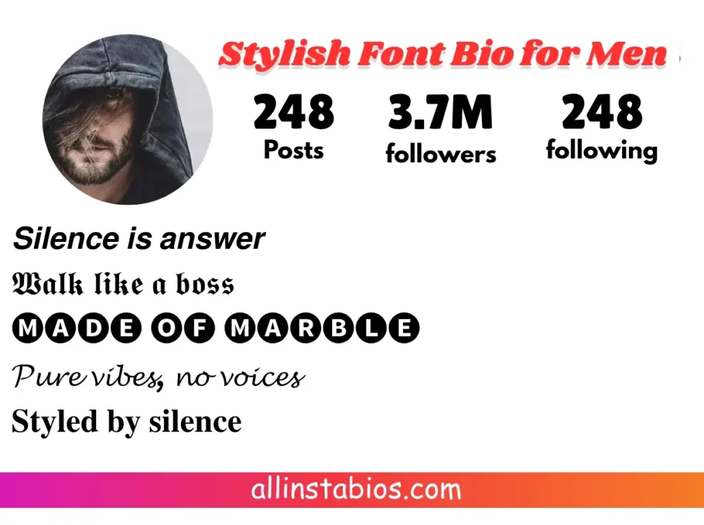 Instagram Bio for Men Stylish Font Instagram Bio for Men Stylish Font