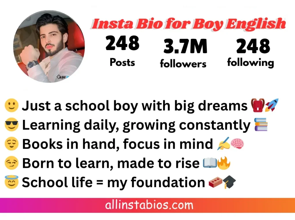Instagram Bio for School Boy English
