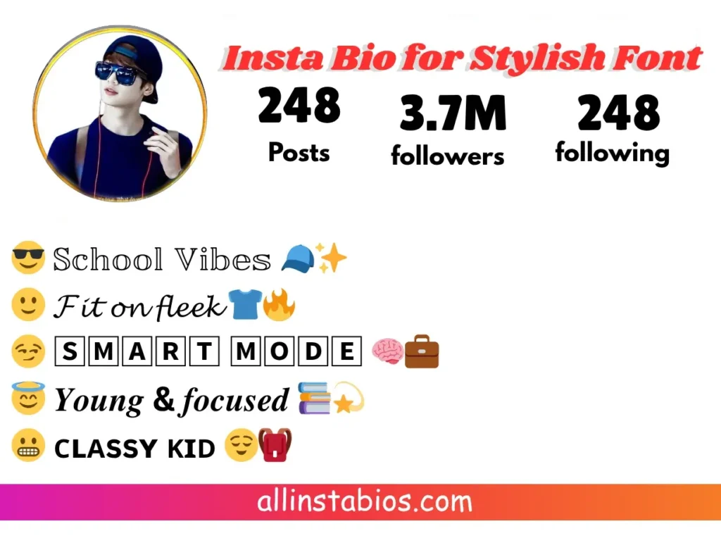 Instagram Bio for School Boy Stylish Font
