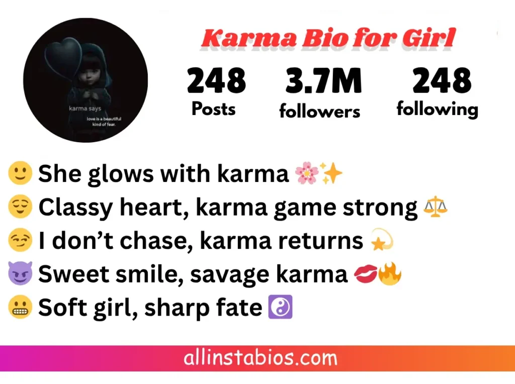 Karma Bio for Instagram for Girl

