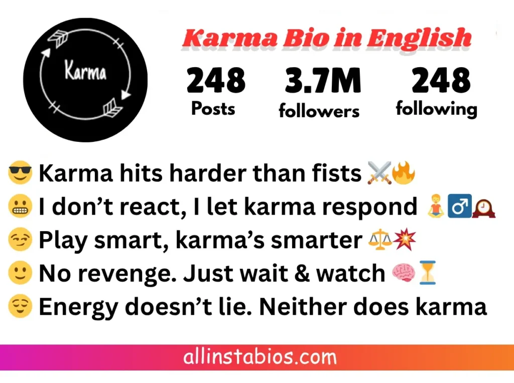 Karma Bio for Instagram in English