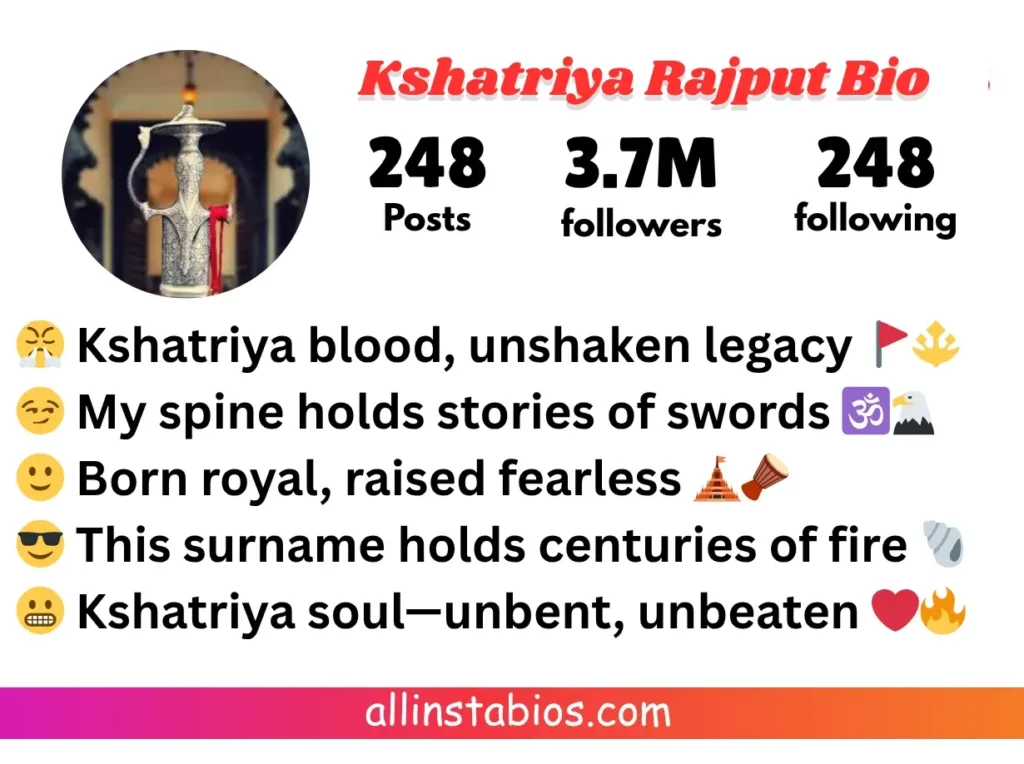 Kshatriya Rajput Bio for Instagram