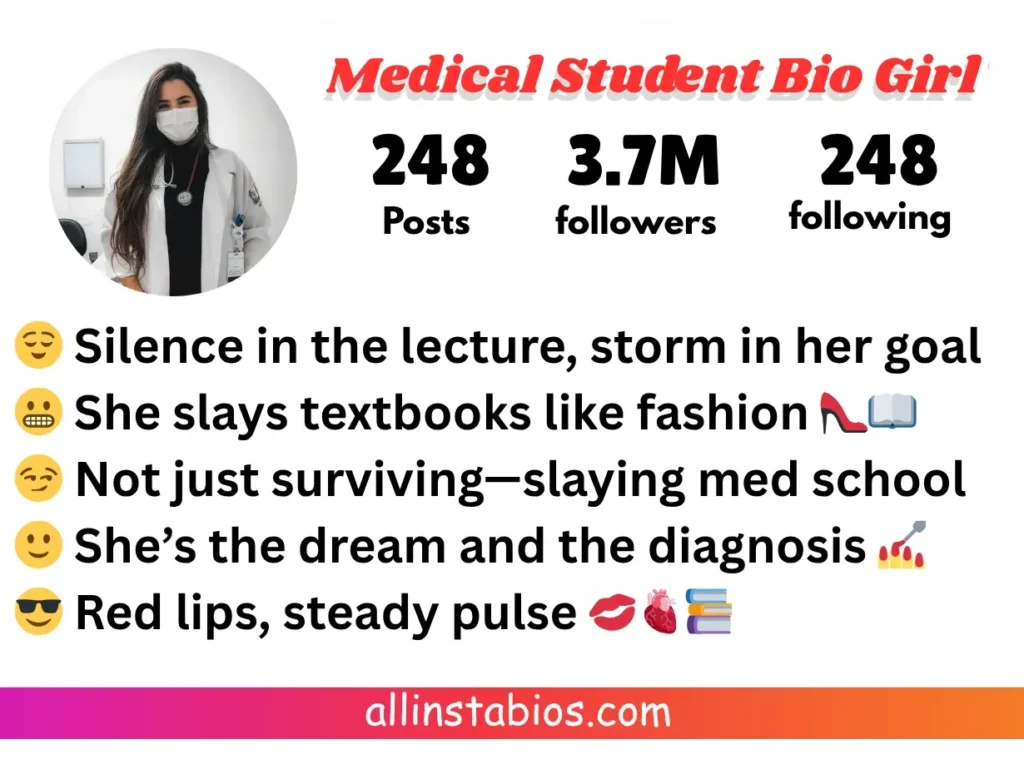 Medical Student Instagram Bio for Girl