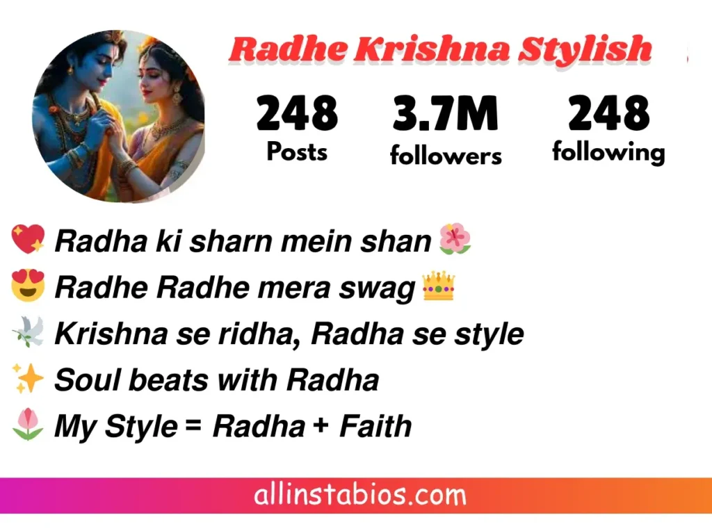 Radhe Krishna Bio for Instagram in Hindi for Girl Stylish Radhe Krishna Bio for Instagram in Hindi for Girl Stylish