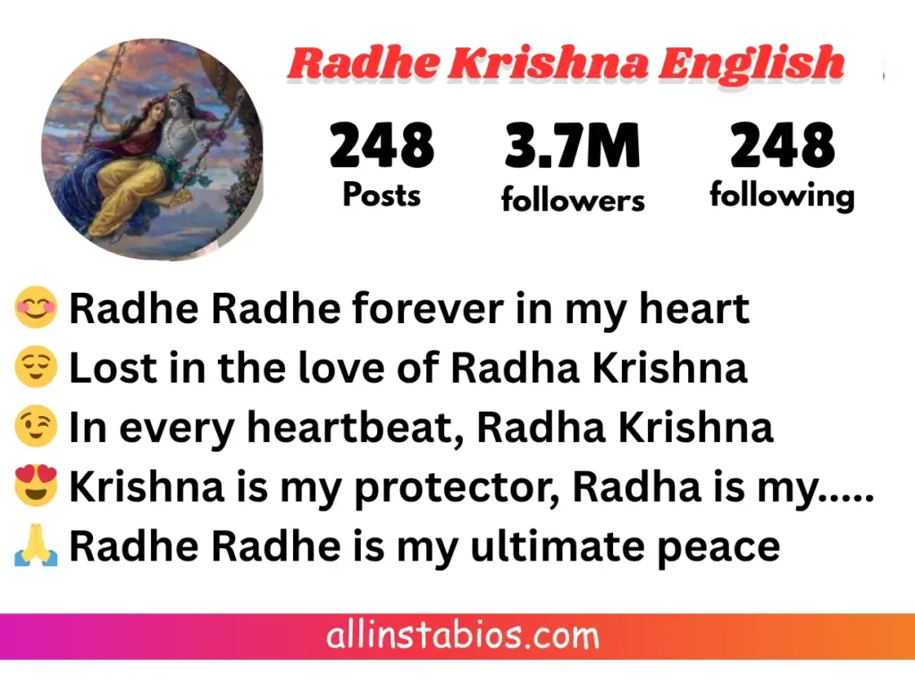 Radhe Krishna Bio for Instagram in Hindi in English Radhe Krishna Bio for Instagram in Hindi in English