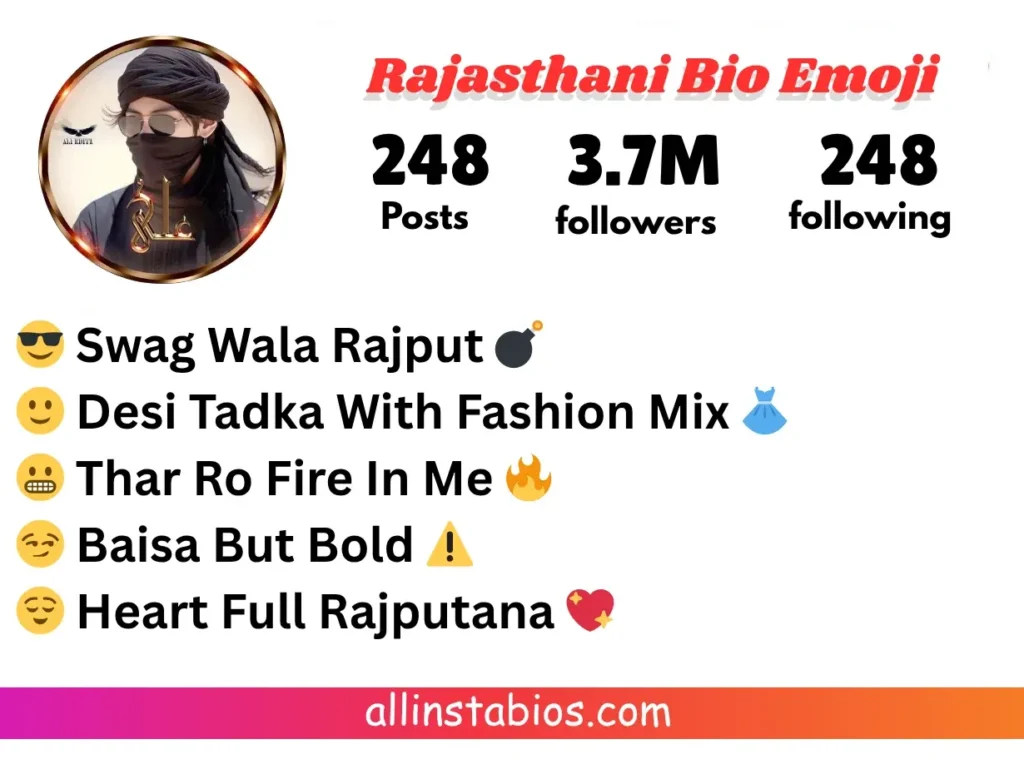 Rajasthani Bio for Instagram with Emoji