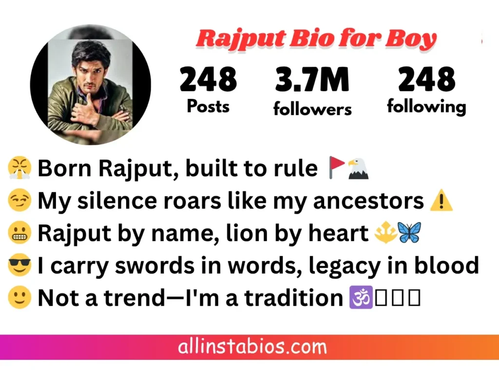 Rajput Bio for Instagram for Boy