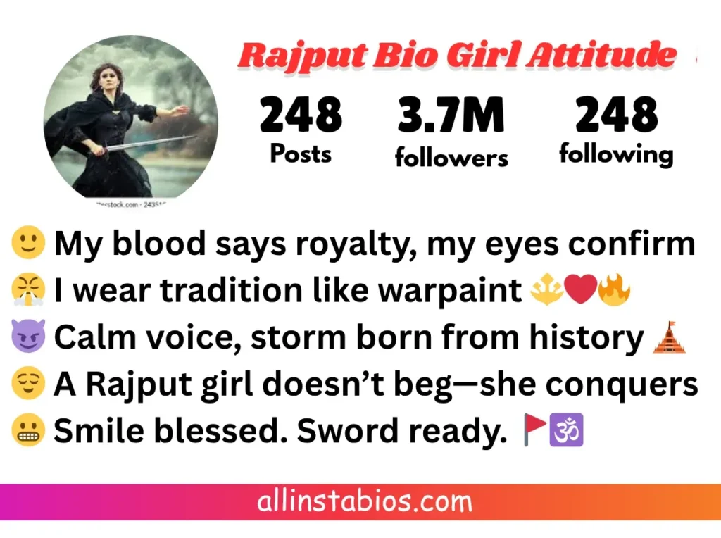 Rajput Bio for Instagram for Girl Attitude