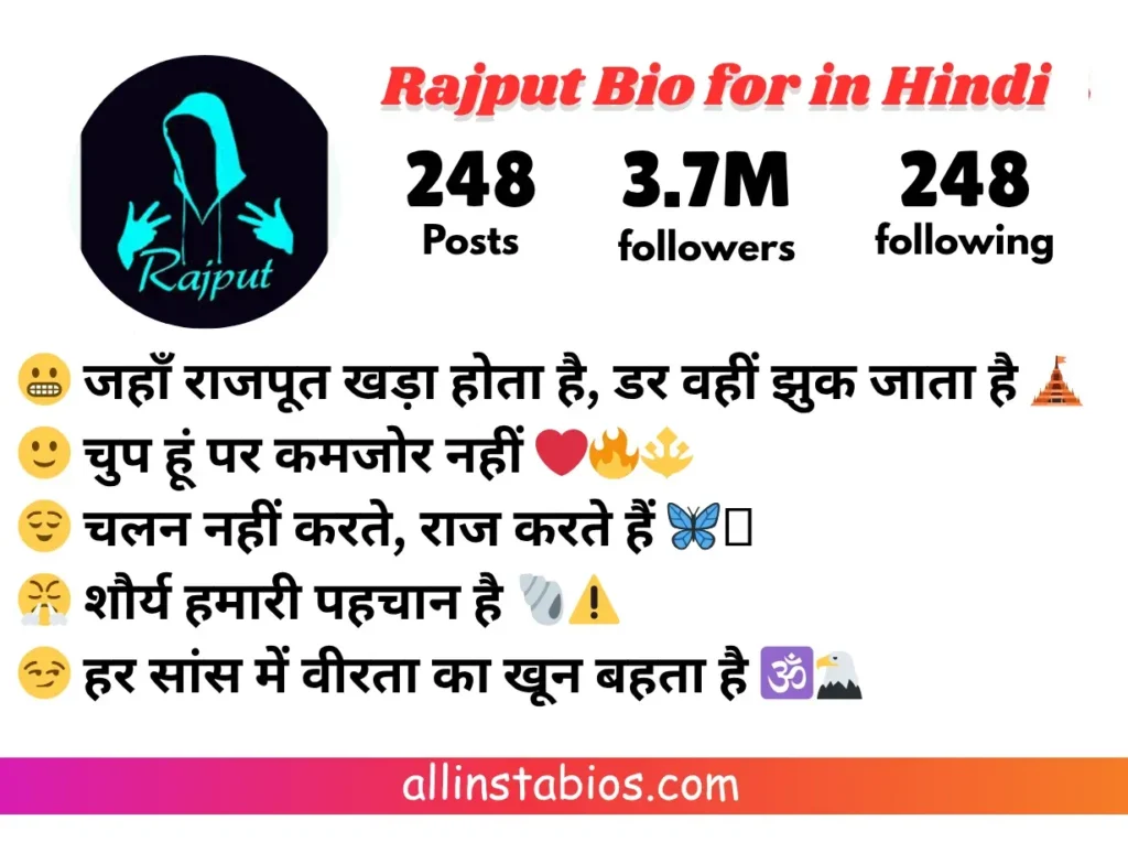 Rajput Bio for Instagram in Hindi