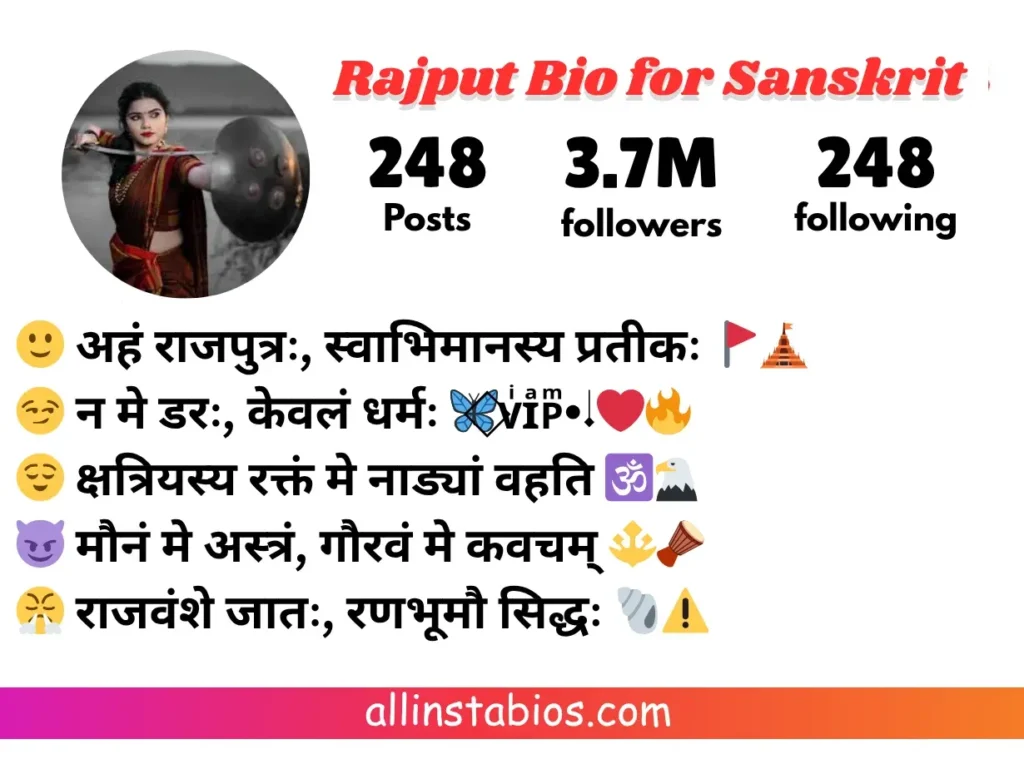Rajput Bio for Instagram in Sanskrit
