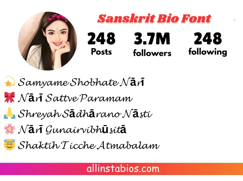 Sanskrit Bio for Instagram for Girl Stylish Font Sanskrit Bio for Instagram for Girl Stylish Font