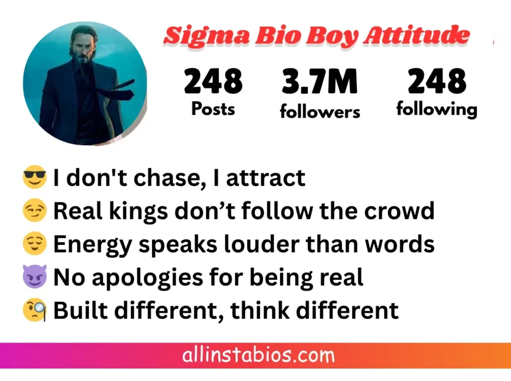 Sigma Bio for Instagram for Boy Attitude Sigma Bio for Instagram for Boy Attitude