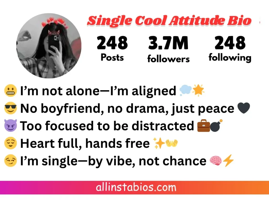 Single Cool Instagram Attitude Bio for Girl Single Cool Instagram Attitude Bio for Girl