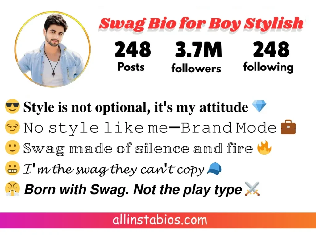 Swag Bio for Instagram Boy Stylish Font