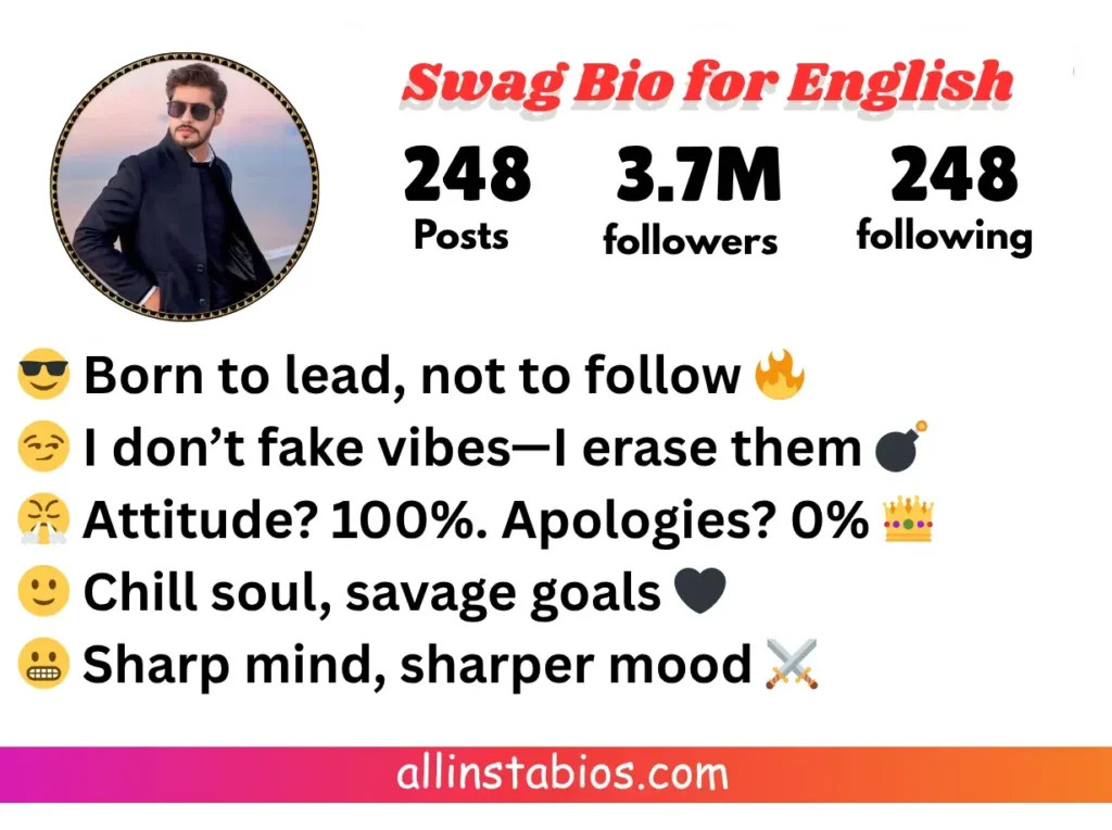 Swag Bio for Instagram in English