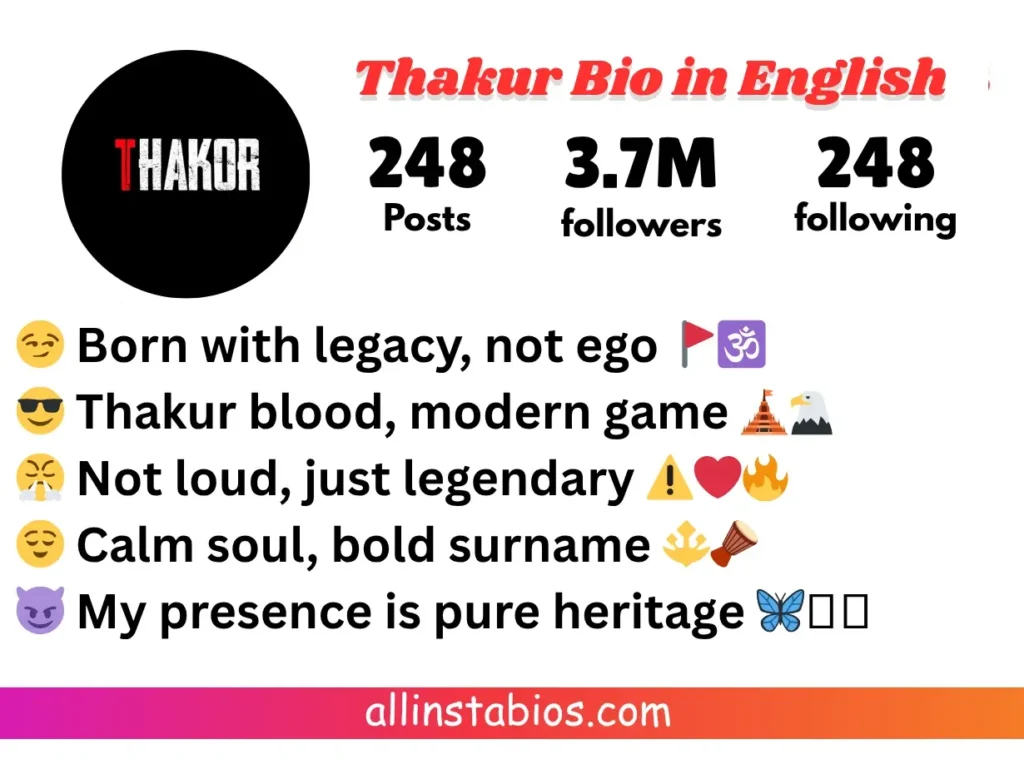 Thakur Bio for Instagram in English