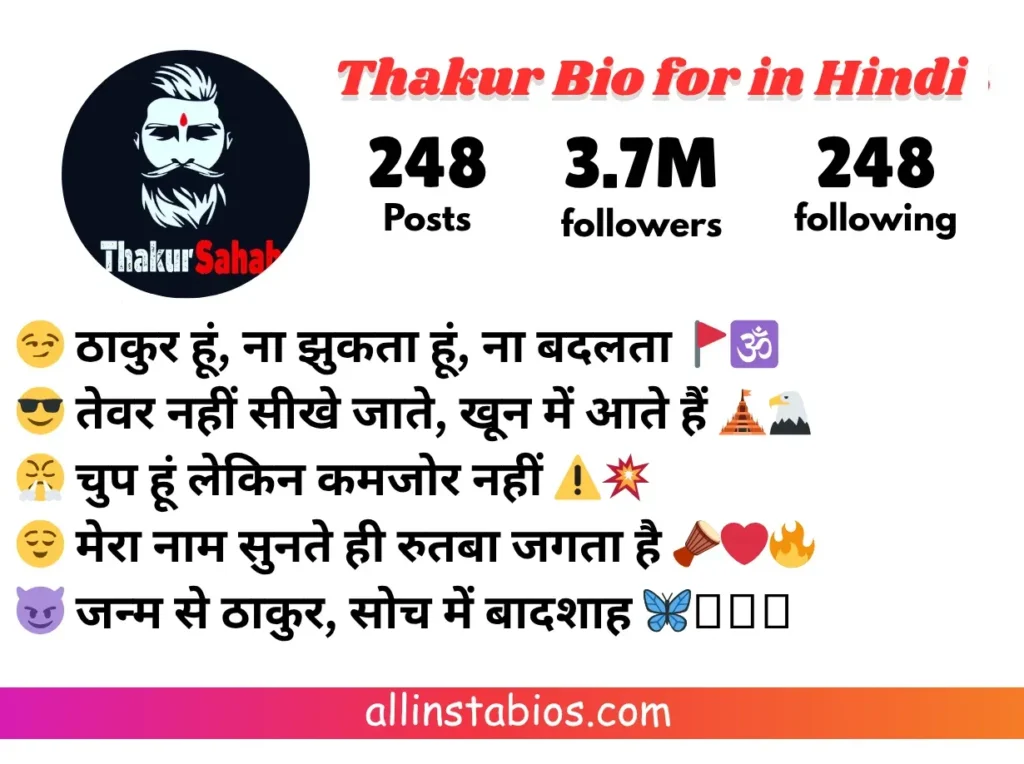 Thakur Bio for Instagram in Hindi