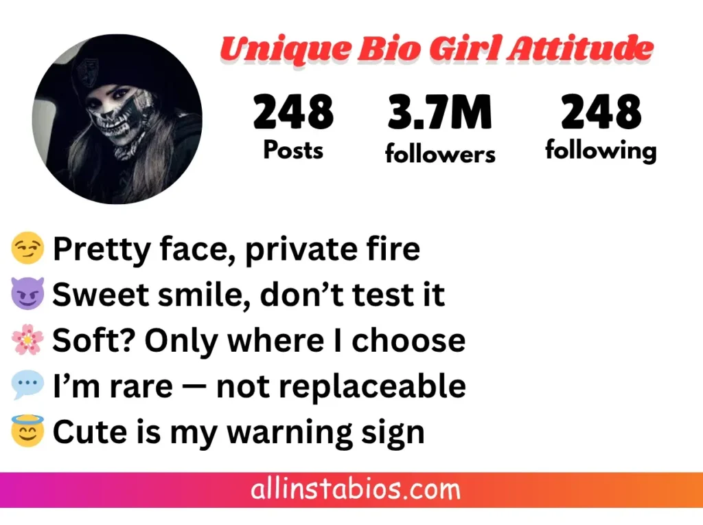 Unique Bio for Instagram for Girl Attitude Unique Bio for Instagram for Girl Attitude