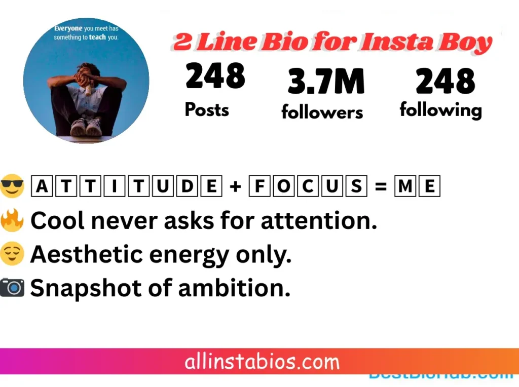 2 Line Bio for Instagram for Boy