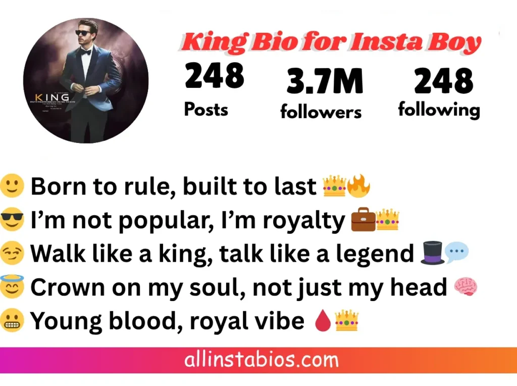 King Bio for Instagram for Boy