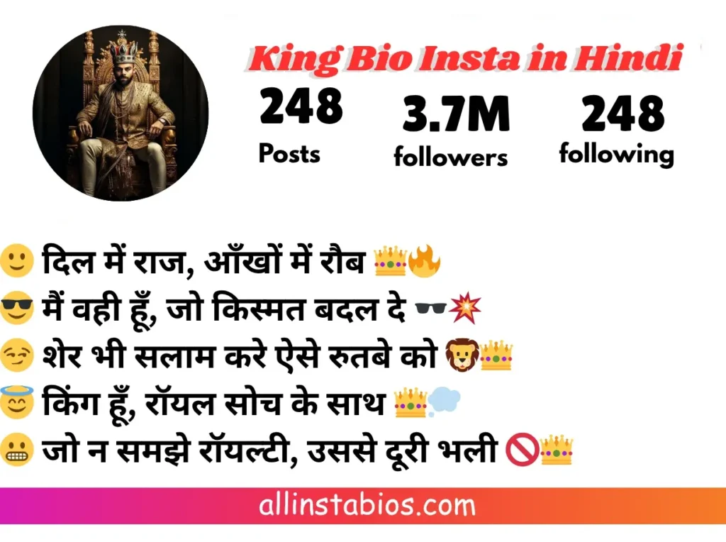 King Bio for Instagram in Hindi