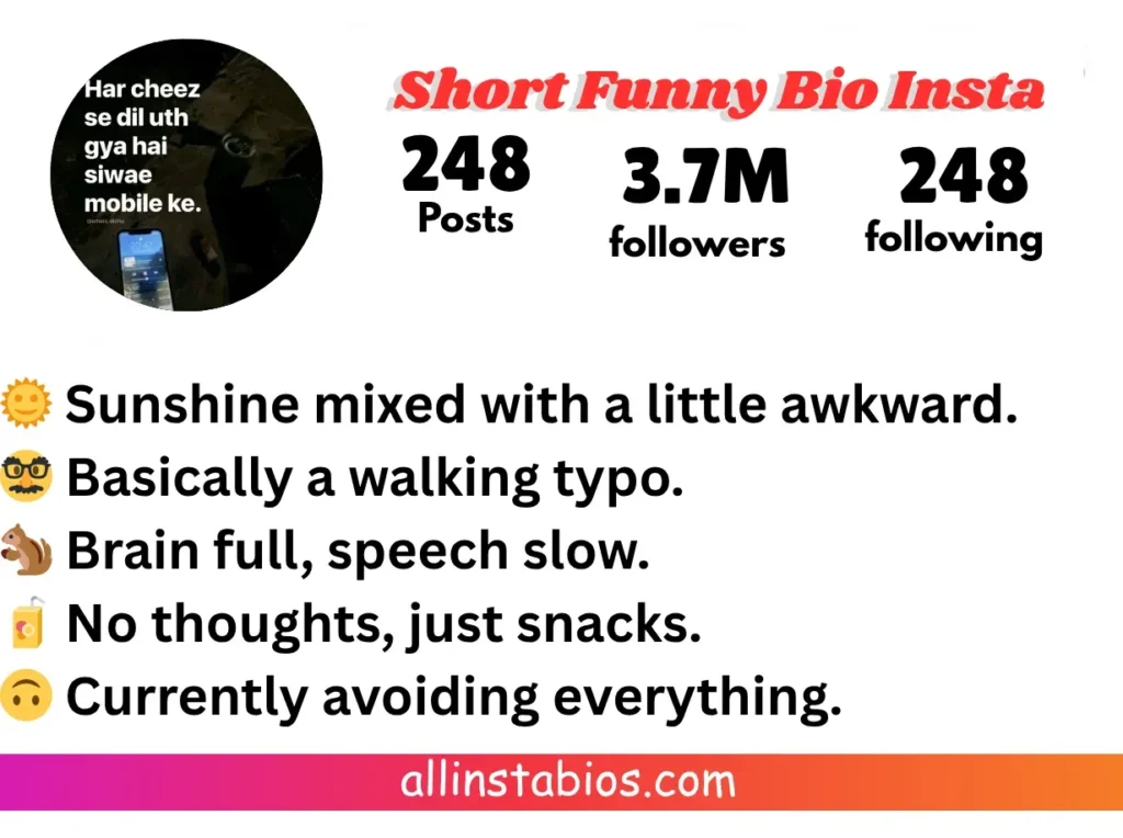 Short Funny Bio for Instagram