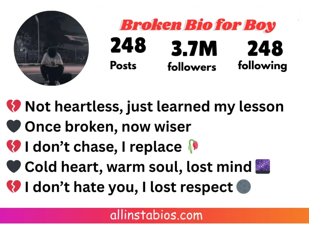 Broken Bio for Instagram for Boy