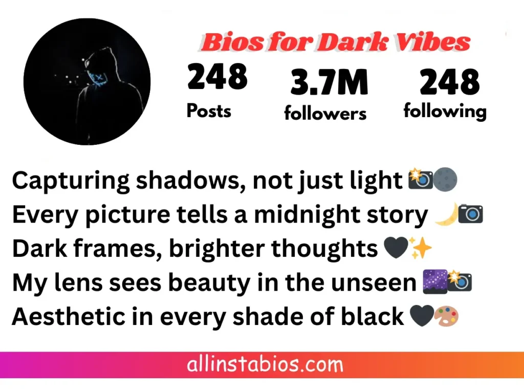 Dark Bio for Instagram Dark Vibes