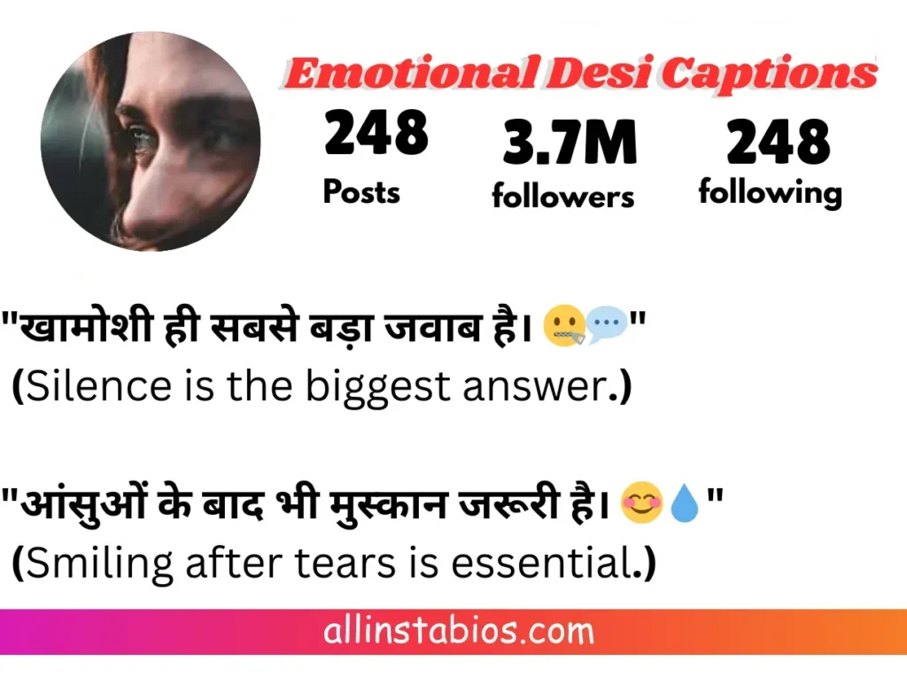 Emotional Desi Captions for Instagram in Hindi